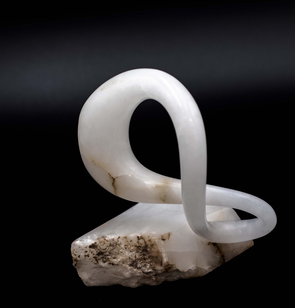 Somers Randolph, Untitled 32, 2021, Italian Ice Alabaster, 5h x 4w x 3.50d inches, stone sculpture for sale