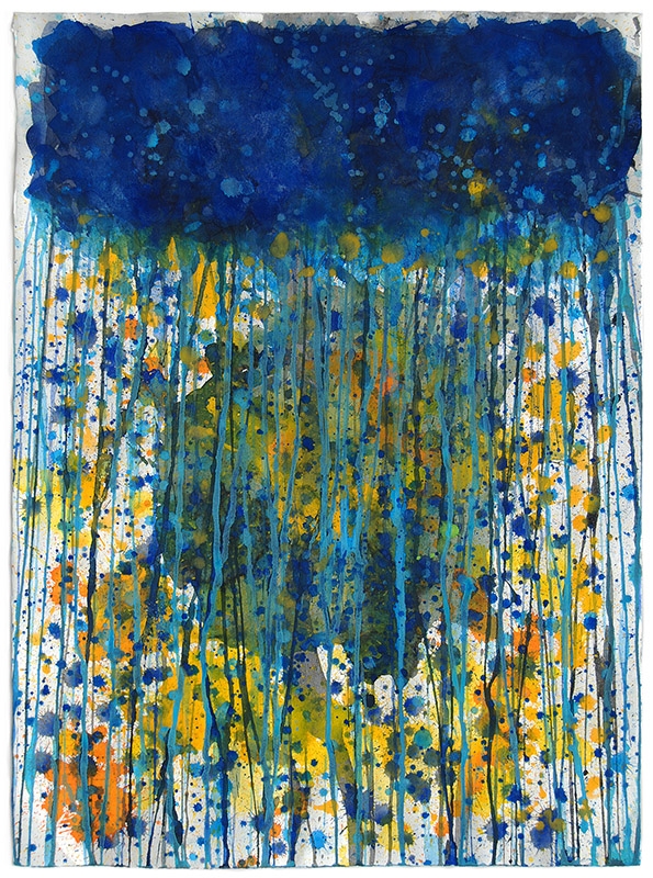 J.Steven Manolis-Jellyfish 2010.04, gouache and watercolor on paper, 31 x 22 inches, Abstract Expressionism paintings for sale at Manolis Projects Art Gallery, Miami, Fl