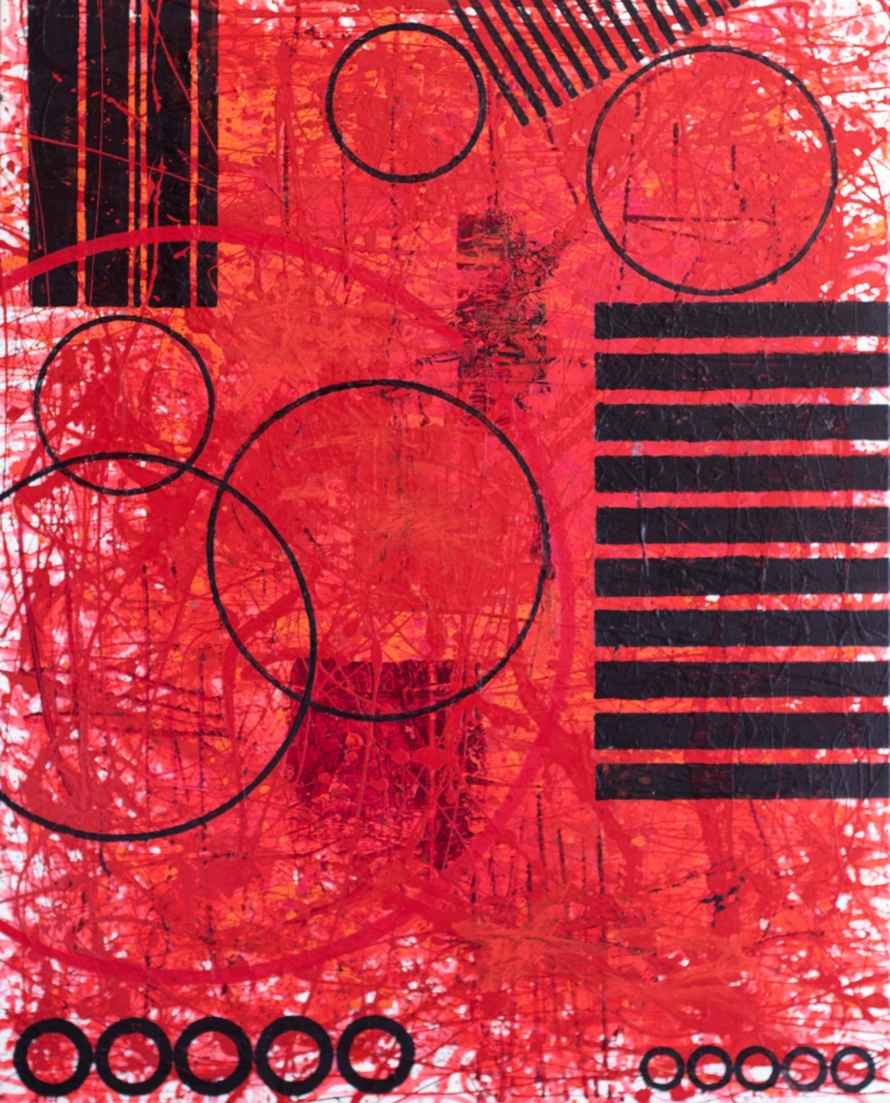J. Steven Manolis, Redworld (Concentric) II, 2019, Acrylic and Latex enamel on canvas, 60 x 48 inches