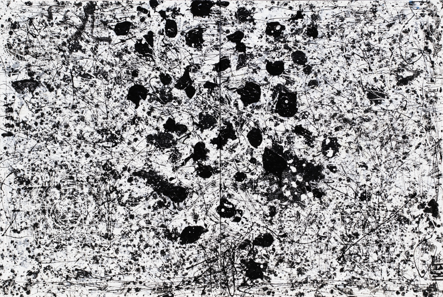 J. Steven Manolis, Black & White (My Long March Journey), 2020, 48 x 72 inches, Acrylic and latex enamel on canvas, Abstract Expressionism paintings for sale at Manolis Projects Art Gallery, Miami, Fl