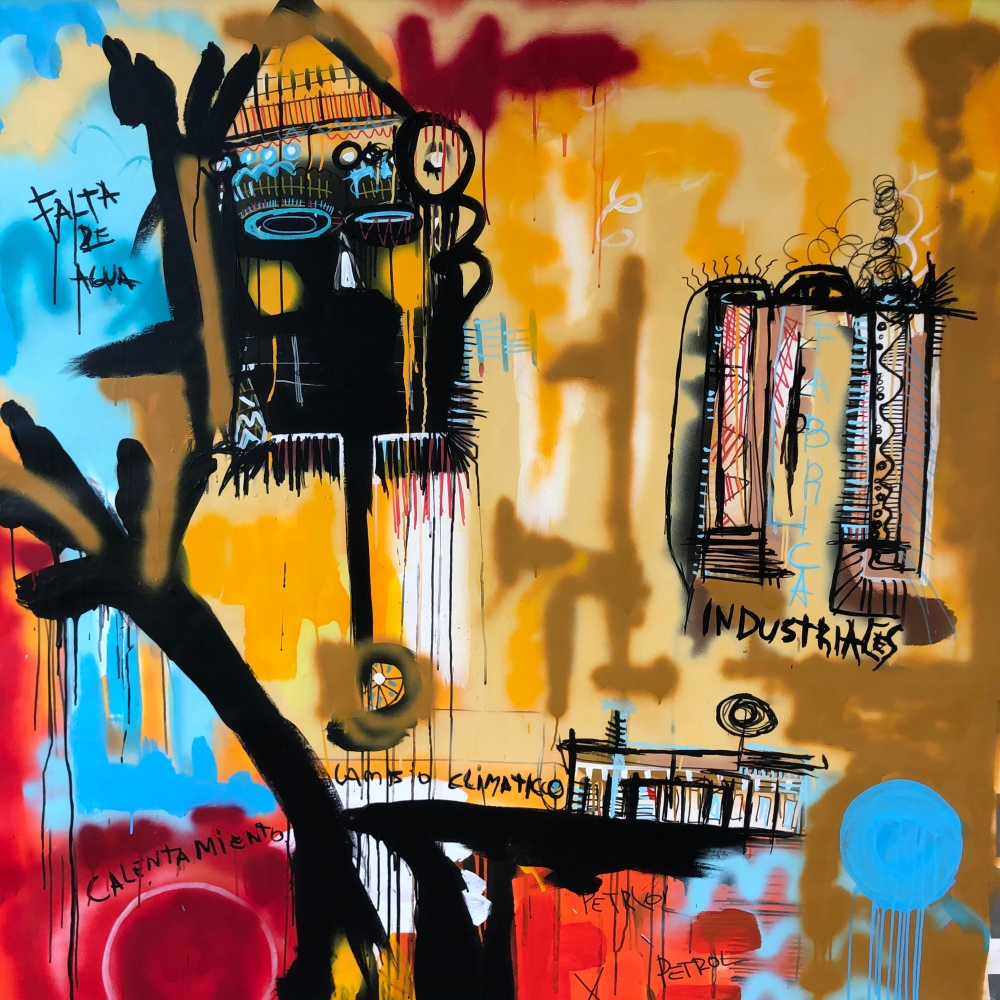 Fernanda Lavera, Calentamiento Global, 2021, 77 x 68 inches, Graffiti and Street Art for Sale at Manolis Projects Art Gallery