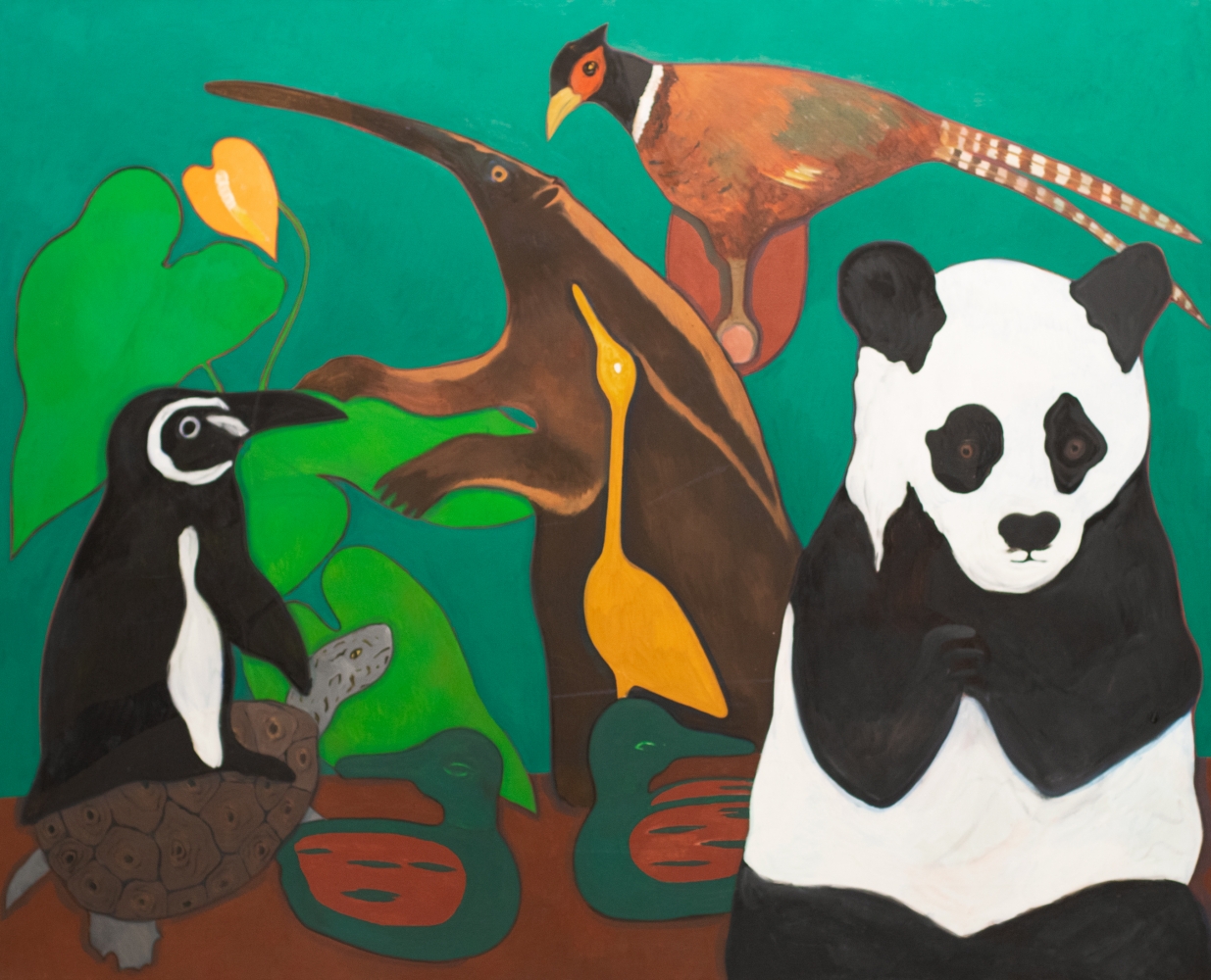 Hunt Slonem, Panda, 1980, Oil painting on canvas, 54 x 66 inches, Large scale painting, Hunt Slonem art for sale