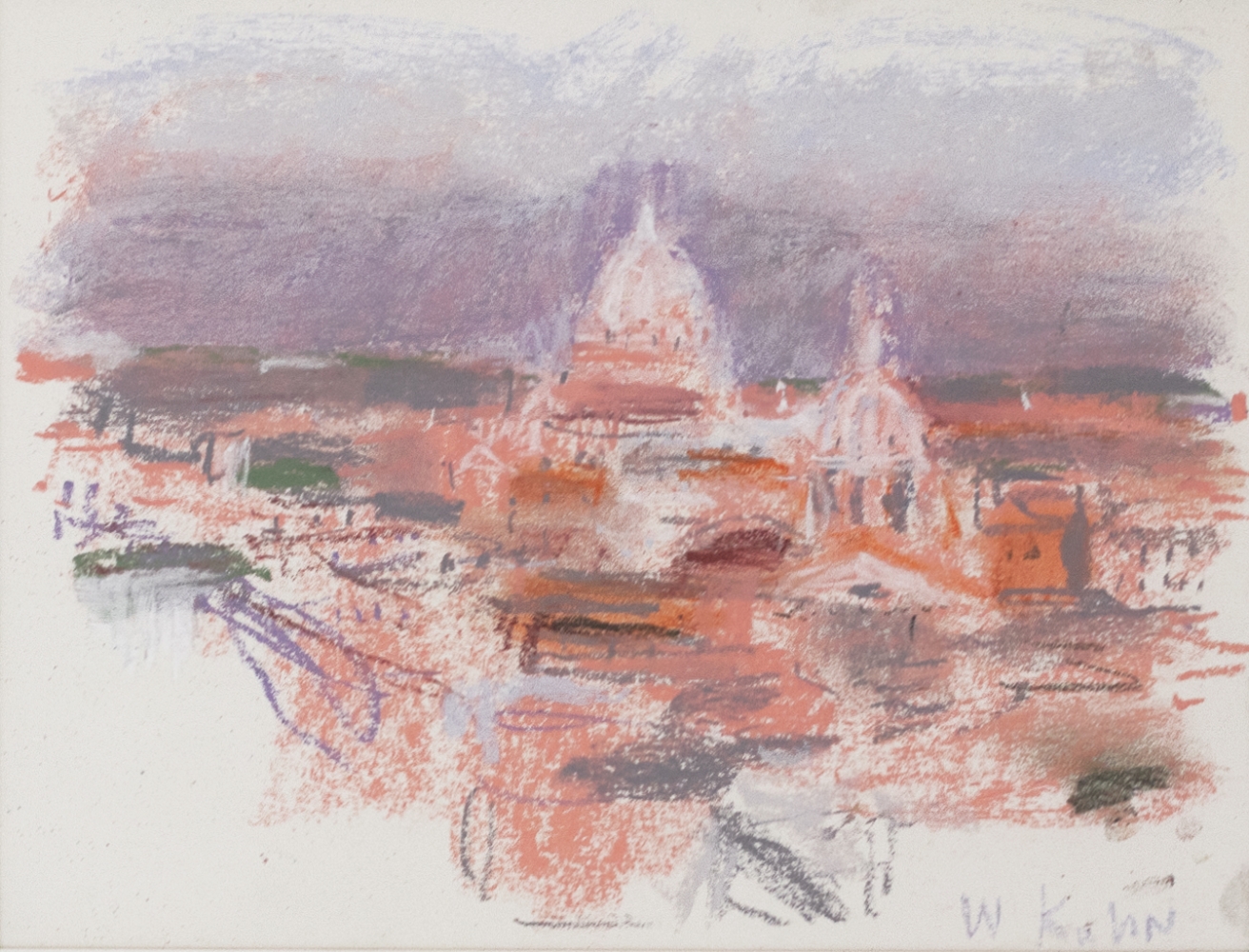 Wolf Kahn, From the Roof of Hotel Hassler, 2001, Pastel, 9 x 12 inches, wolf kahn pastel, Wolf Kahn Pastels for sale
