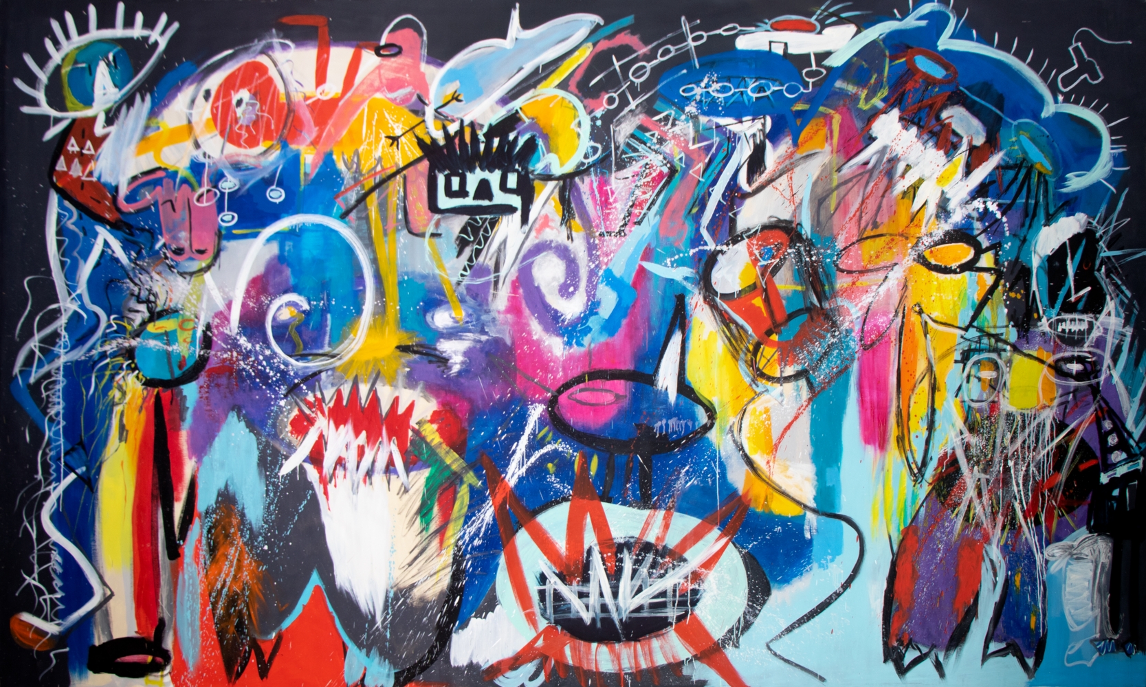 Fernanda Lavera, Los Gatos Rabiosos, 2012, Acrylic on canvas, 200 x 330 cm, Graffiti and Street Art for Sale at Manolis Projects Art Gallery, Miami, Fl
