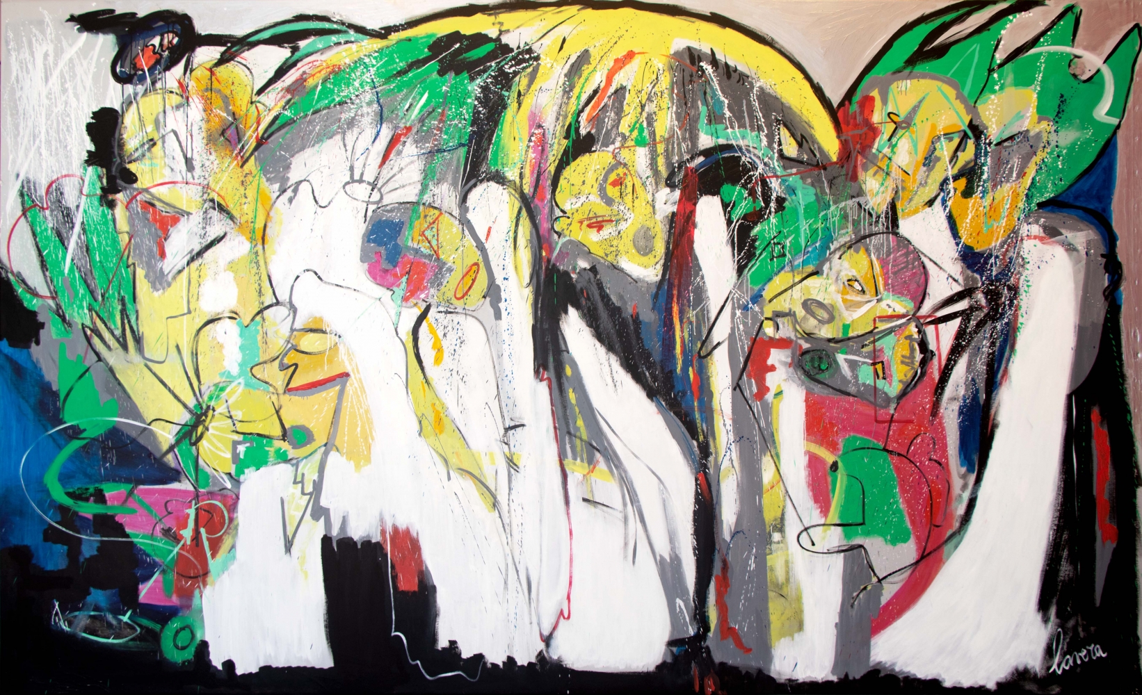 Fernanda Lavera, Sociologia Reversa, 2015, Acrylic on canvas, 78 x 130 inches, graffiti and street art for sale