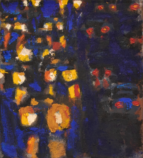 David Kapp, Cars Coming and Going, Oil on canvas, 20 x 18 inches