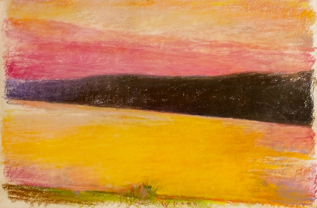 Wolf Kahn, Deep Red Sunset, 1991, Pastel, 15x22, Wolf Kahn pastel for sale, wolf kahn art