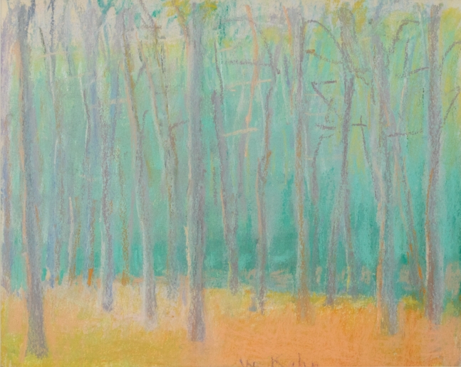 Wolf Kahn, Woods: Green & Orange, 1989, Pastel on paper, 8 x 10 inches