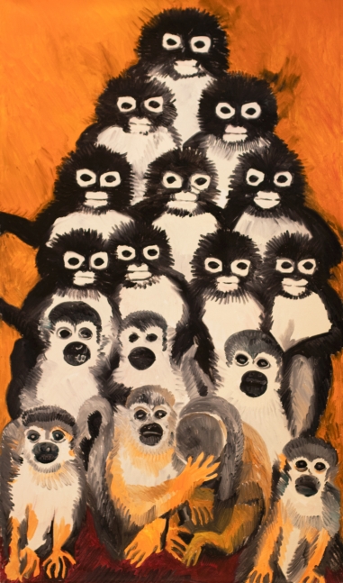 Hunt Slonem, Monkey Pyramid, 1984, Oil on canvas, 52 x 30 inches, Hunt Slonem art for sale