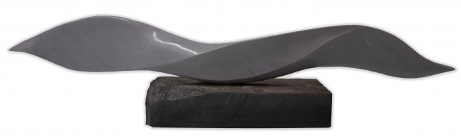 Miles Slater, Double Helix (Wave), Modern Marble Sculpture, 2015, Bardiglio Marble on Black Granite base, Marble Sculptures for sale at Manolis Projects Art Gallery Miami, Fl