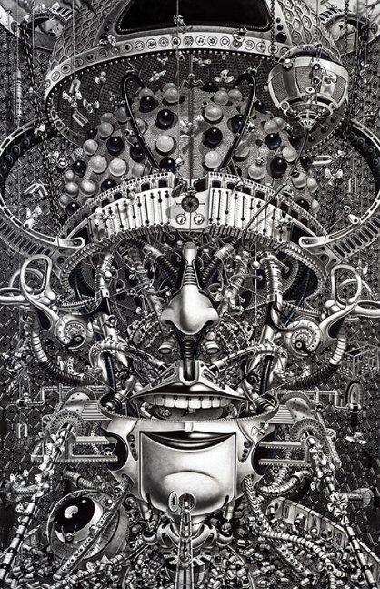 Samuel Gomez, Decrypted Savants, 2014, Graphite and ink on paper, 72 x 48 inches