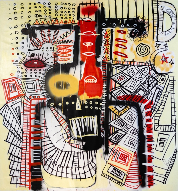 Hombre Ara&ntilde;a, 2020, Acrylic, Oil markers&nbsp;&amp;amp; Crayon on canvas