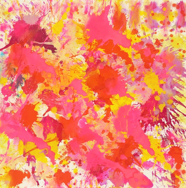J. Steven Manolis, Flamingo 1832-2016 (sunfilled), 30 x 30 inches, Abstract Expressionism paintings for sale at Manolis Projects Art Gallery, Miami, Fl