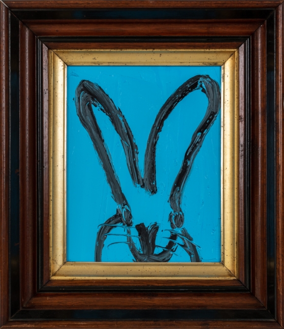 Hunt Slonem, Patrick (Aqua Bunny), 2021, Oil on wood, 10 x 8 inches, hunt slonem bunny
