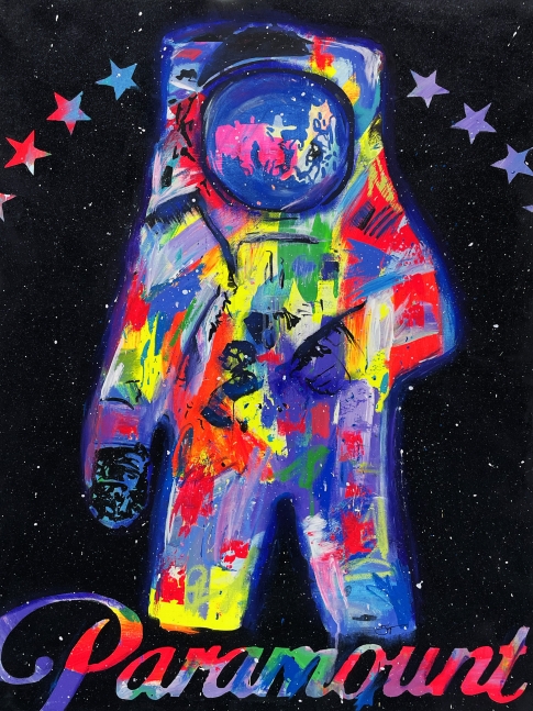 Jojo Anavim, Moonman, 2020, Acrylic, Oil stick and Diamond dust on canvas, 40 x 30 inches, Jojo Anavim art, Jojo Anavim for sale at Manolis Projects Art Gallery, Miami, Fl