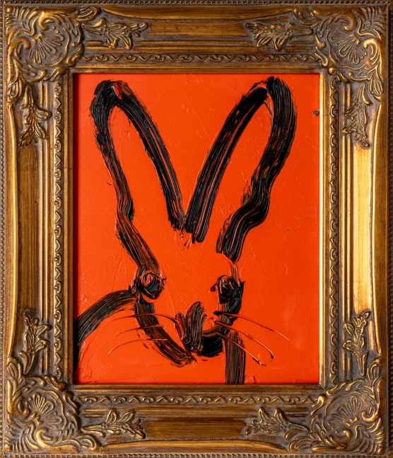 Hunt Slonem, Charlotte (Red with Gold Frame), 2021, Oil on wood, 10 x 8 inches, Hunt Slonem Bunny