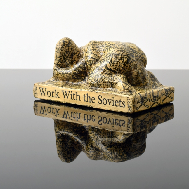 Tom Otterness, We Should Work with the Soviets to Avoid Nuclear War, 1982, Paper Mache over Cast Plaster, 3.25h x 6w x 3.5d inches