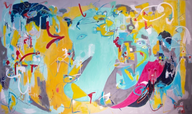 Mural La M&aacute;scara, 2014, Acrylic on canvas