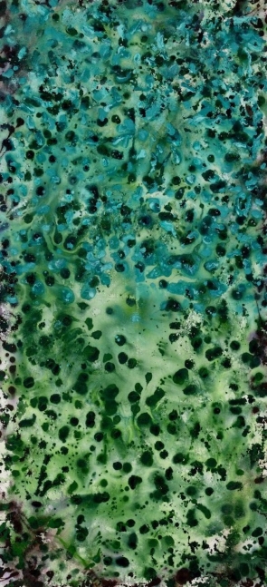 Burkhardt EARTH ART "Languid Lagoons" Acrylic, India Inks, Indigenous Soil Fused in Water & Bleached in Sun 66.5 x 30.5 inches