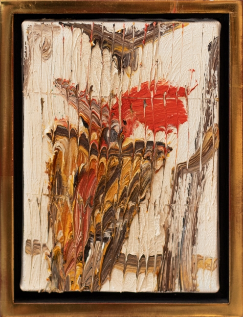Hunt Slonem, Wood pecker, 2002, Oil painting on canvas, 7 x 5 inches, Hunt Slonem art for sale, Hunt Slonem bird paintings
